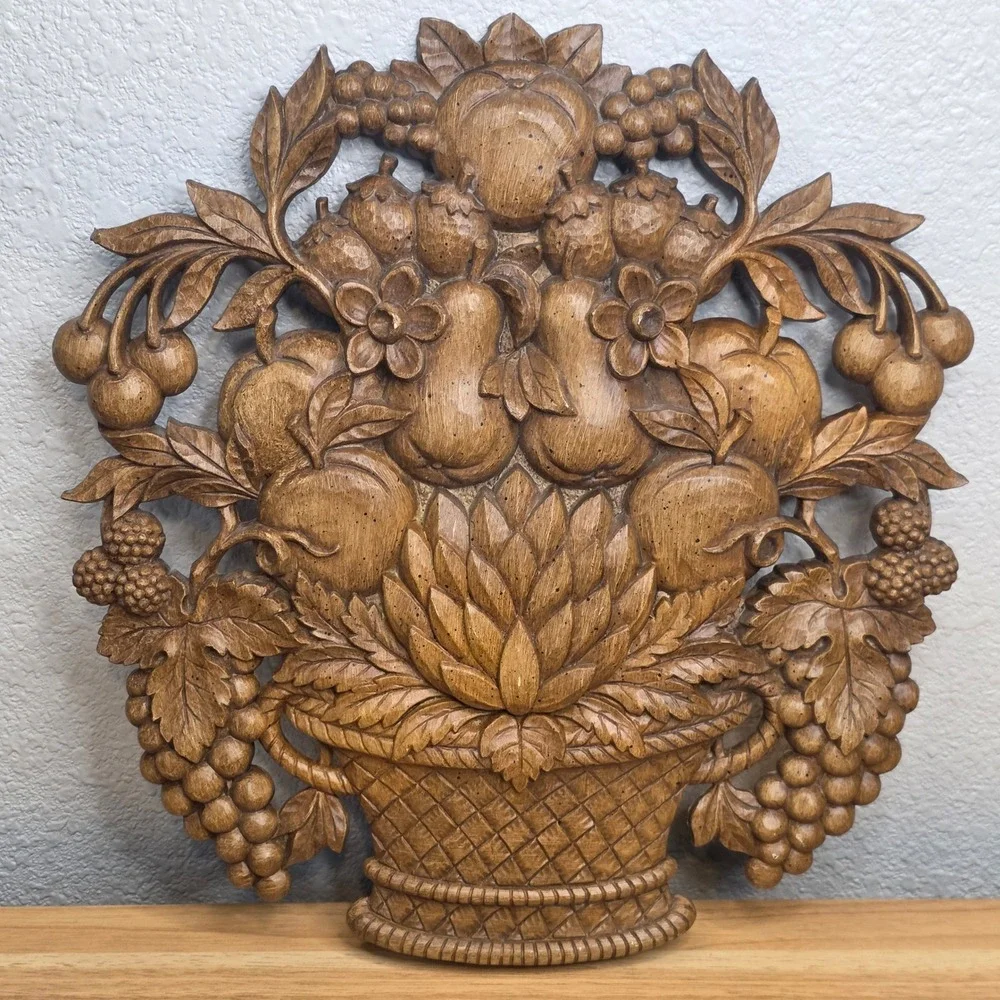 2 Vintage 1960s Syroco Fruit Flower Baskets 12.5